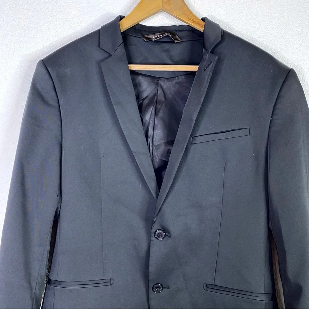 Zara Man Black Double Vent Blazer Jacket